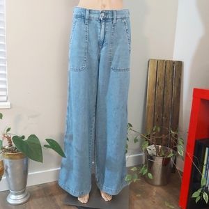 Banana Republic Blue Denim High Rise Wide Leg Jeans